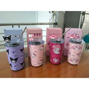 Tumbler Stainless Steel Kopi Cup Tahan Dingin dan Panas Kapasitas 480 ml Motif Sanrio Kuromi
