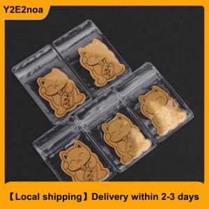 【Local shipping】 5Pcs Foil Lucky Cat Mobile Phone Decoration Sticker Lucky Cat Patch Phone Decoration New Year Gift Phone Patch