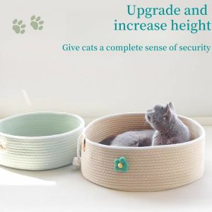 Four season universal cat nest with ball cotton rope woven pet nest round scratch resistant pet supplies