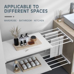 Organizer Storage Rack Adjustable Closet Layer Clapboard Nail Free Wardrobe Cabinet Divider Holder iRhea