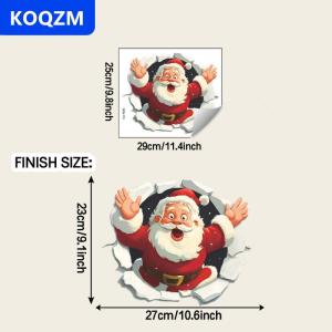 [COD] KOQZM 3D Stereo Santa Claus Break-Thông Qua Tường Decal Vinyl Giáng Sinh Dán Tường Có Thể Tháo Rời Kỳ Nghỉ Trang Trí Nội Thất Cho Nhà Và Không Gian Sống