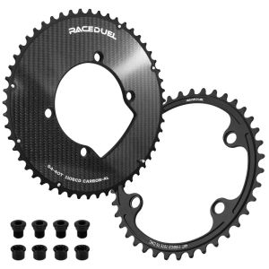 2026 RACEDUEL Carbon 110BCD Double Chainring for Shimano R7000 R8000 R9100 R7100 R8100 Road Bike Ultralight Chainwheel 50/34T 53/39T