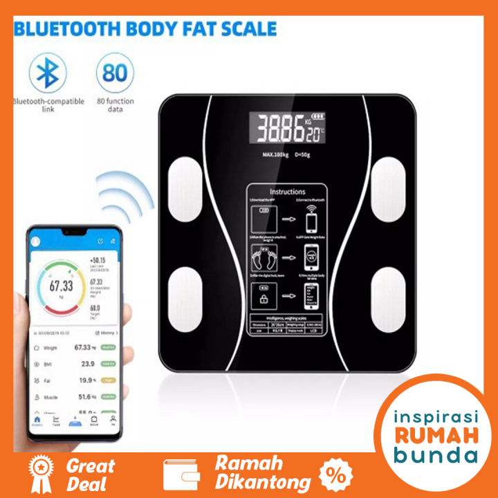 Timbangan Badan Digital Monitor Dengan APP Smart Weight Scale Timbangan Digital Dengann Aplikasi