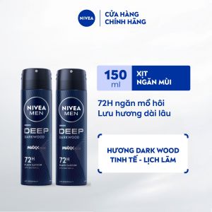 Combo 2 Xịt Khử Mùi Nam NIVEA MEN 150ml Ngăn Mồ Hôi & Mùi Cơ Thể 48H-72H - Deep Darkwood/Extreme/Espresso/Black&White