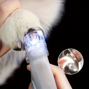 LED Pet Nail Clipper with Light & Magnifying Glass - Safe Dog & Cat Nail Trimmer Battery-Powered - Easy-Grip Professional Grooming Tool for Home Use Pet Grooming Tool | Illuminated Nail Trimmer | Durable Nylon Cover Nail Clippers for Dog