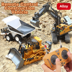 NAIL SALON 11 Channel Excavator Dump Truck Simulation 2.4G Remote Control RC Car Model Toy Professional Alloy Plastic Construction Vehicle Kid Gift
