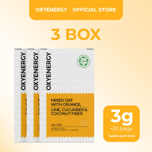 OXYENERGY Prebiotic Mixed Fiber Powder 1500mg Mixed Oat & Coconut Fibre Assorted Flavours Orange Lime Cucumber Daily Nutrient Drink