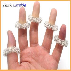 [Clark Carrida] 10pcs Stainless Steel Finger Massage Ring Acupuncture Ring Therapy Relax Blood