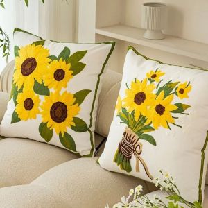 Vỏ Đệm Thêu Cotton 45X45CM Vỏ Gối Sofa Trang Trí Mềm Vỏ Gối Hoa Hướng Dương Cho Phòng Khách Trang Trí Khách Sạn2026