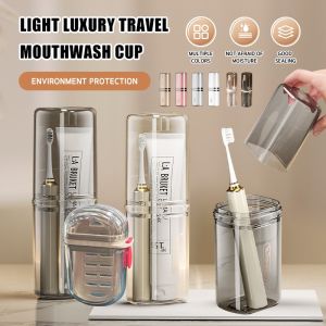 【Low Price】Travel Soap CaseToothbrush Mouthwash Cup Portable Soap Holder Transparent Rinse Toothpaste Box Set Waterproof Soap Storage Lid Mouthwash Cup Sealed Wash Set Organizer earphea