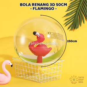 TAIYO Bola Renang 3D 50cm Unicorn Crab Flamingo Inflatable Swimming Pool Beach Ball Water Toys Volleyball
