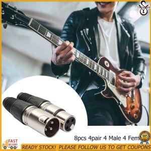 [YoungStyle] 8pcs Microphone Audio Cable Plug 4 Male 4 Female 3Pin XLR Connector Zinc Alloy Socket Panel Mount Chassis for Power Amplifier