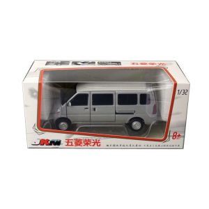 JKM Toy Alloy Car Model 1:32 Wuling Rongguang Van MPV Sound and Light Six-Door Steering Shock Absorber