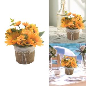 Hoa Hướng dương giả thực tế trong bình hoa màu Vàng Nhân Tạo trong chậu trang trí trong nhà phòng tắm nhà bếp sử dụng