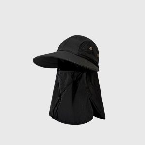 CRUSHES Large Brimmed Sun Hat UV Protection Full Face Coverage Fisherman Hat Casual Detachable Wide Brim Hat Men Women