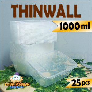 Thinwall  1000 ML/Kotak Makanan/Kontainer Food 1000 ML Persegi  25 Pcs !!! Berlian
