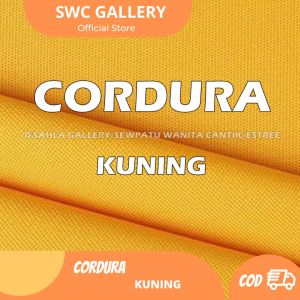 Kain Cordura Waterproof Motif 1000 Tebal Tebal Meteran Nylon Kain Bahan Tas Dan Tenda Anti Air Hujan Dan Debu Tebal warna kuning