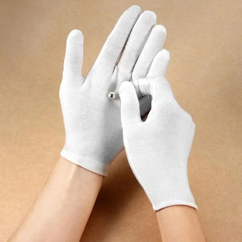 6Pairs White Cotton Work Gloves for Dry Hands Ceremonial Handling