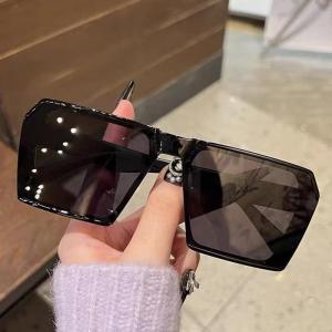 JN IMPRESSION Trendy Summer New Orange Square Frame Sunglasses Fashion Simple Street Snap Sunglasses for Woman
