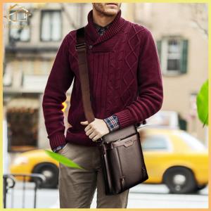 Male All-Match Shoulder Bag PU Leather Simple Crossbody Bag Solid Color Business Messenger Bag Commute Bag