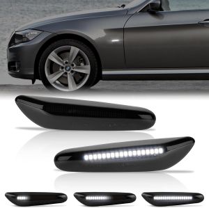 Gempro Sequential White LED Side Marker Light Turn Signal Lamps for BMW E84 E81 E82 E87 E88 E90 E91 E92 E93 E46 E53 X3 E83 X1 Smoke Len 2PCS
