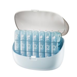 COOLCELLS 21 Compartments Pill Box Large Clear Marked Pill Dispenser Multi-functional Portable Travel Pill Container for Three Daily Meals
