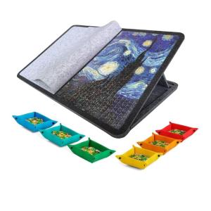 Ergonomic Puzzle Assembly Table Adjustable Tiltable Stand Textured Felt Multi Purpose Use Foldable Portable Construction