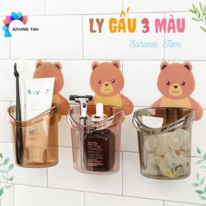 [HCM]Ly Cốc Đựng Bàn Chải Kem Đánh Răng Dán Tường Hình Gấu Hình Trái Bắp Dễ Thương Chống Nước- SOHANEI FAM