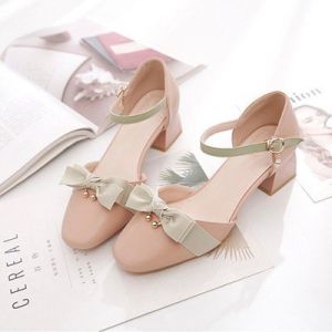 [Free Shipping] WomenS Single Shoes Chunky Heel High Heels New Summer Sandals Versatile Closed-Toe One-Strap Hollow Shoes
