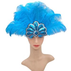 Phụ nữ sequined băng đô lông phóng đại headdress với dây chun cho carnivals Đảng thực hiện và sự kiện đặc biệt