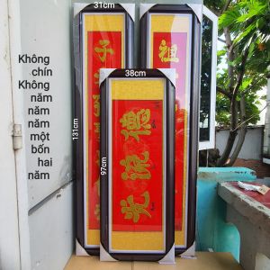Bộ 3 khung hoành phi câu đối . Câu đối thư pháp. câu đối tết bàn thờ gia tiên.