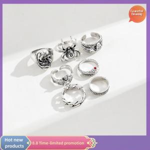 Graceful 7Pcs set Punk Snake Rings For Women Gothic Spider Men Fashion Jewelry Gifts Accessories