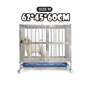 กรงสุนัข สแตนเลส 304 กรง กรงสุนัขสแตนเลส พร้อมถาดและล้อ