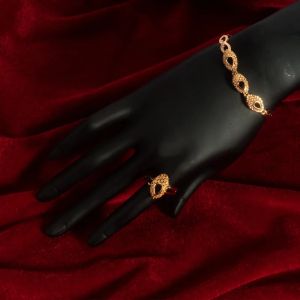 9999 Gold Dubai Bride Cross-border Jewelry Set - Trendy Flowing Tassel Necklace Bracelet Earrings and Ring Set