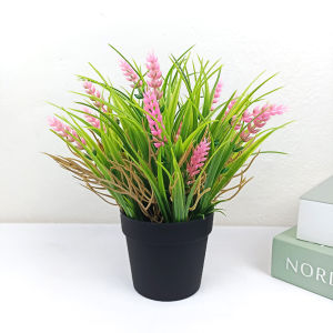 Tanaman Hias Pot Bunga Lavender Plastik Artificial Ornamen Dekorasi Rumah Mini COD PBP190