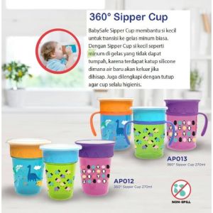 [ BISA COD ] Baby Safe 360° Sipper Cup With Handle AP013 / Gelas Minum Bayi Babysafe Anti Tumpah /dengan pegangan / gelas training / latihan minum