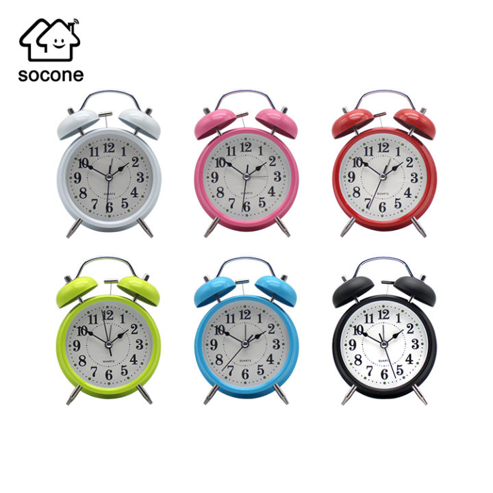 Timepiece Classic Silent Double Bells Quartz Movement Bedside Table