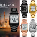 Muslim Digital Watch for Prayer Qibla Compass Hijri Calendar Quran Bookmark City Backlight Men Azan Watches Islamic. 