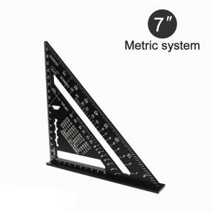 UUMIR Aluminium Alloy 7Inch Triangle Ruler Inch Metric Angle Ruler Precision Carpenter Tools Protractor Square Measurement Measurement Tool
