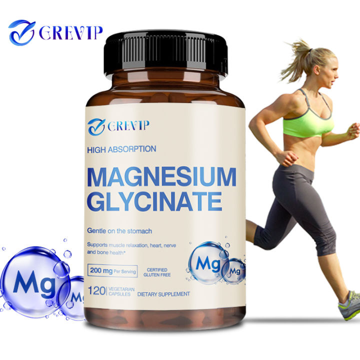 Grevip Magnesium Glycinate, 200 mg per sajian, Mendukung Relaksasi Otot ...