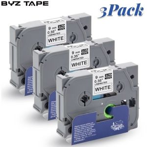 3PCS TZE221 9mm Laminated White Tape Compatible for Brother Label Maker Tape TZe-221 TZ-221 TZ221 TZe221 3/8 Black on White Label for P Touch PT-D210 PT-D220 PT-H110BP PT-D410 PT-D600 Printer