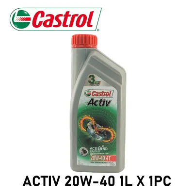 Castrol Activ 4T 20W-40 Motorcycle Engine Oil 1L with ActiBond Molecules 3 Step Protection for 4-Stroke Motor Bike