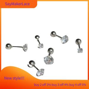 READY STOCK✨ 1Pair 3 4 5mm Zircon Ear Studs Earrings For Women Stainless steel Cartilage Helix Ear Bone Nail Ear Jewelry Gift