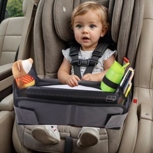 OTYRF with Storage Pockets Baby Safety Car Seat Foldable Waterproof Baby Carseat Drawing Tray Portable Adjustable straps Car Seat Table Tray Travel