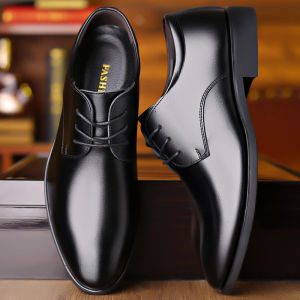 Sub star Lace-up classic solid color leather shoes for men business British style wedding shoes soft leather breathable formal and casual shoes for men