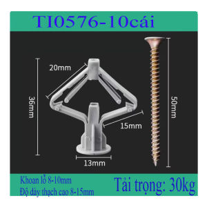 Bộ 10 Vít Nở Tắc Kè Đinh Vít Thạch Cao Chất Lượng Cao TI0576