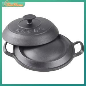 【Fast Delivery】Cast Iron Skillet with 2 Side Handles Frying Pan No Chemical Coating with Lid Gas Stove Friendly【Arrive 1-3 Days】