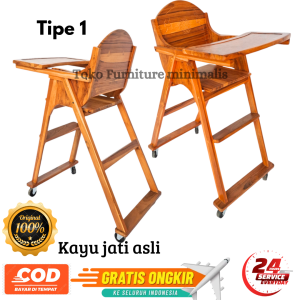 kursi makan anak 2 tahun kayu sugar bayi baby high chair potable