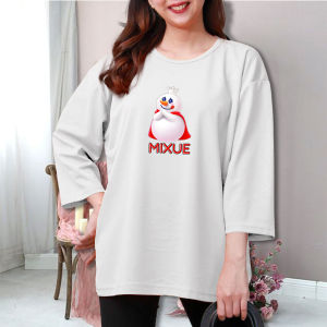 Kaos Wanita Dewasa Jumbo Oversize Lengan 3/4 Kekinian Viral Korean Terbaru Murah Ld 120 Mixue Sp