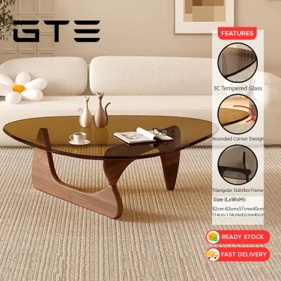 GTE Tempered Glass Coffee Table Creative for Living Room Home Office Modern Simple Light Luxury Coffee Table Meja Kopi Kaca - Fulfilled by GTE SHOP